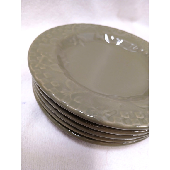 5 Home Grown Riviera Van Beer Stoneware Five 6" Cake Plate Mustard Green Vintage - Picture 5 of 11